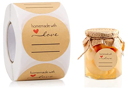 500 Stück Etiketten Selbstklebend, 38mm Marmeladen Etiketten, Aufkleber Zum Beschriften, Rund Handmade Sticker Geschenkaufkleber, Für DIY Backen, Briefumschlag, Hochzeit Geschenktüten Dekoration