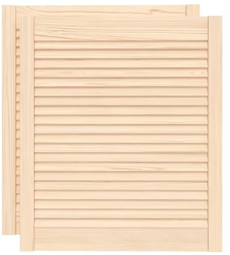 vidaXL 2X Madera Maciza de Pino Puertas Tipo Persiana con Celosía Rejilla Armario Tablillas Guardarropa Separador Decoración 69x59,4cm