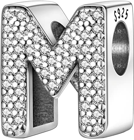 MULA Charms Anhänger Silber 925 für Armbänder, Buchstabe Charms A-Z Alphabet Kompatibel mit Europäischen Armbändern und Halskette für Frauen