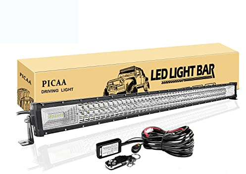 PICAA LED Arbeitsscheinwerfer Light Bar, 42 Zoll 540W Led Lichtbalken 12V | Mit Fernbedienung Kabelbaum, Drei Reihen, Zusatzscheinwerfer Bar, Für SUV Offroad ATV UTV Traktor 4x4 Auto,6000K,Wasserfest