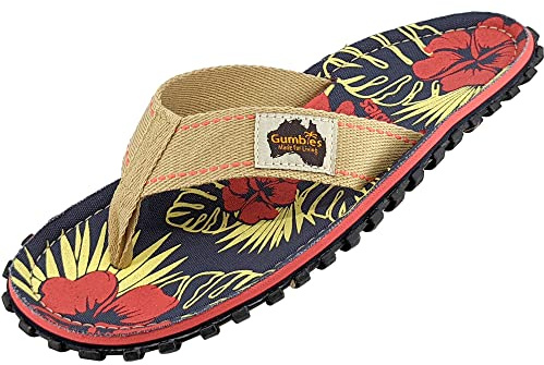 Gumbies Tongs Islander | Tongs classiques unisexes en toile avec semelle extérieure en caoutchouc recyclé et semelle intérieure en coton | profilées, légères et confortables au quotidien, Denim