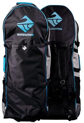 Boardworks - Rolling Board Bag - Comfortable padded backpack shoulder straps - Durable urethane roller wheels - Black