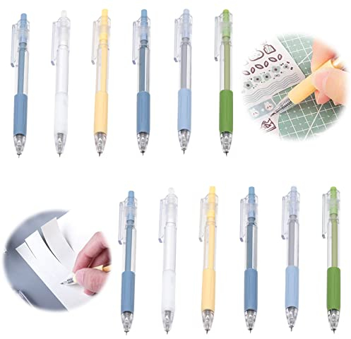 Papierschneider Skalpell Basteln Bastelmesser Paper Cutter - 12 Stück Basteln Handwerkermesser Tranchiermesser, Craft Cutter, Messer Cuttermesser, Einziehbares Schnitzstiftmesser Für Studenten, DIY