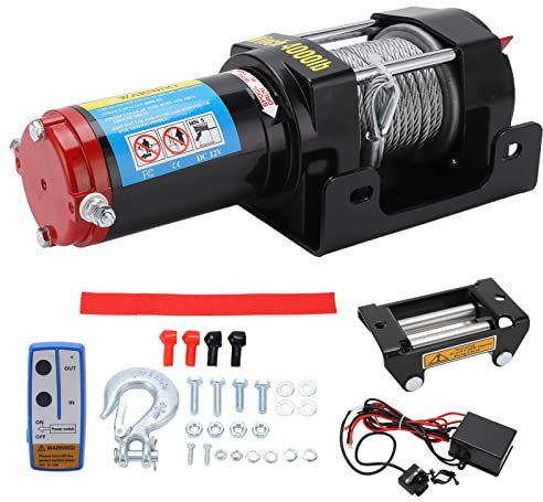 Otufan Kit De Treuil électrique 12 V 4 000 LB/1 815 Kg avec Télécommande sans Fil Et Câble en Acier De 5,5 Mm De Diamètre X 49,2 Po De Longueur pour ATV UTV Remorquant Un Véhicule Tout-Terrain
