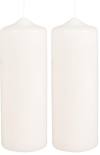 Rayher 3140596 Stumpenkerze, creme, rund, Länge 20 cm, 7 cm ø,100% Paraffin, RAL-Gütezeichen, Rundkerze, Taufkerze, Kommunionkerze, Kerzenrohling zum Verzieren und Basteln (Packung mit 2)