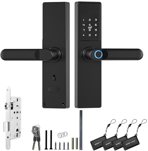 Digitales Smart-Türschloss, Elektronisches türschloss fingerabdruck, WiFi-Touchscreen-Fingerabdruck, IC Card Smart Entry Door Lock APP Remote Unlocking Schlüssel für Office Hotel Home