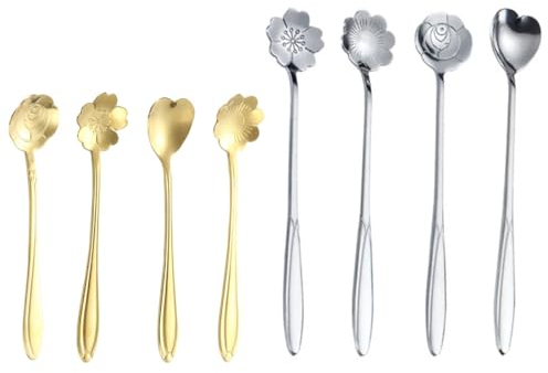 BZKSER cucchiaini da caffè - 8 PCS cucchiaini da tè in Acciaio Inox, con cucchiaino da tè e cucchiaini, per mescolare Bevande, mescolare frappè,caffè, Zucchero, tè Freddo, marmellata e Dessert