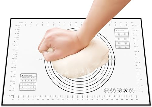HOOMIL Backmatte, Silikonmatte Backen, Antihafte Rutschfeste Silikon Backunterlage Teigmatte Ausrollmatte mit Messung, Große 60x40 cm - Schwarz