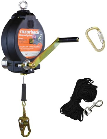 Malta Dynamics 90’ 3-Way Recovery Self Retracting Lifeline, YoYo Cable Dual System, Fall Arrest & Winch Modes, Fall Protection Rescue Retractable Safety Lanyard - OSHA/ANSI Compliant