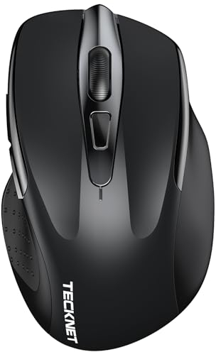 TECKNET Mouse Bluetooth Wireless, 3 Modalità: Bluetooth 5,0/3,0 + 2,4 GHz, 4800 DPI & Design Ergonomico, 30 Mesi Batteria, Mouse Wireless Silenzioso per Laptop, PC, Windows, Mac OS e Android - Nero