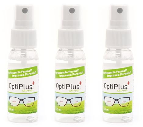 OptiPlus AntiBeschlag-Spray, lang anhaltend, Set | Anti-Fog-Spray gegen beschlagende Gläser, wirkt bei hoher Luftfeuchtigkeit, geeignet für Brillen, Ski- und Taucherbrillen