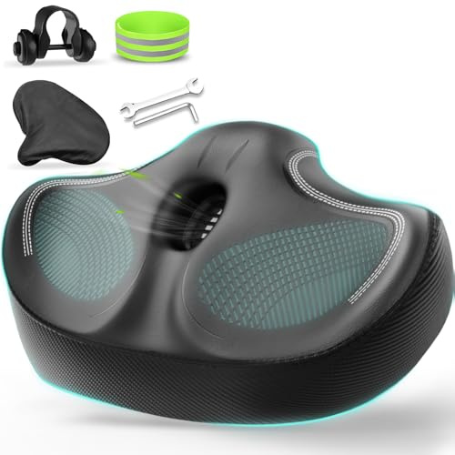 Oversizd Bike Seat, Premium Stationary Comfortable Extra Large Bike Seat for Women & Men, Waterproof Adults Wide Bicycle Seat for Peloton, Spin Bike, Exercise Bike, Cruiser Bike