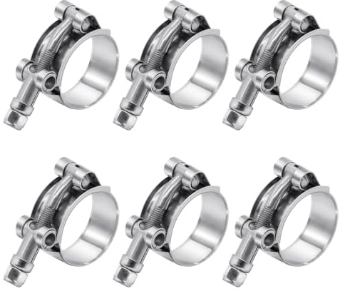 Paquete de 6 abrazaderas de manguera de perno en T de 0.75 pulgadas, rango de trabajo de acero inoxidable 304 de 28 mm a 34 mm para manguera de 0.75 pulgadas, abrazadera de intercooler de admisión
