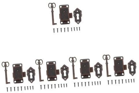 Uonlytech 5sätze Vintage Möbelschloss Set Mit Schlüssel Antike Schranktürschlösser Für Schmuckkästen Schränke Und Möbel Robuste Sicherheitslösung Einfache Montage Für