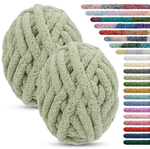 LEREATI 4 Stränge Armstricken Wolle für Decke Stricken 2cm x 25.6m Chenille Wolle zum Häkeln 226g Handstrickgarn Chunky Yarn, Dicke Schlauchgarn zum Handstricken Decken, Tasche, Haustier Bett