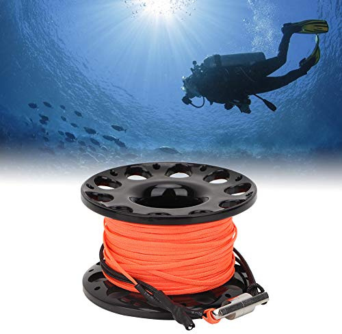 Tauchspule 30m, Tauchboje Spule Tauch Fingerspule Reel Tauchen Kunststoff Scuba Spool Taucher Spool, für Höhlentauchen Tauchen Schnprcheln Unterwasser (schwarzes Rad)