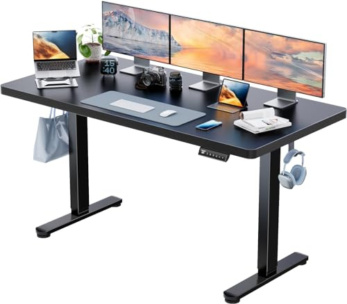 HUANUO Höhenverstellbarer Schreibtisch 160x80cm mit Bürstenloser Motor | 25 mm dicke Ganze Tischplatte, ergonomisches Stehpult, einfache Montage, für Homeoffice