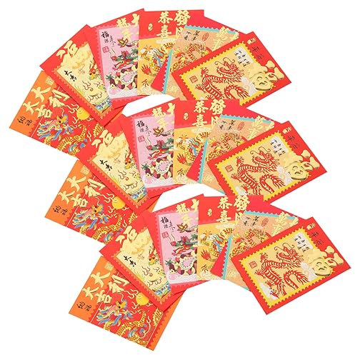 JEWEDECO 30stücke Chinesische Rote Umschläge Glücksumschläge Für Mondneujahr Traditionelle Geldgeschenke Mit Drachenmuster Für Feiern Und Feste Pack Gemischte Designs