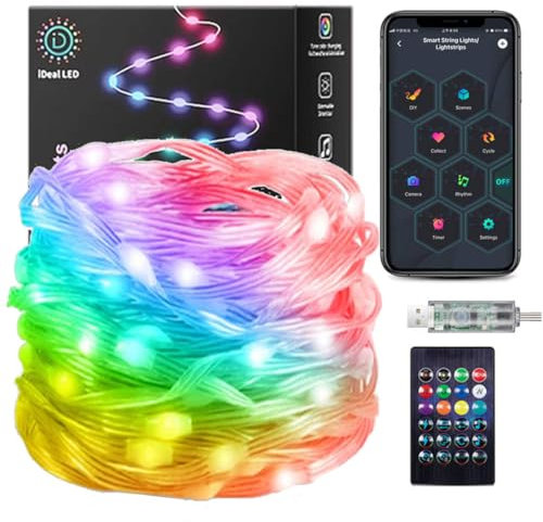 DaKango 66ft 200 LEDs Changement de couleur Guirlande lumineuse Synchronisation de musique et contrôle par application USB DIY Guirlande lumineuse intelligente pour fête,chambre,Noël