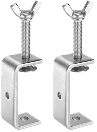 sourcing map 2pcs 304 Stainless Steel C Clamps 2.95 (75mm) Wide Jaw Opening Wood Clamps Metal U Beam Clamp for Woodworking Welding Building Household Mounting