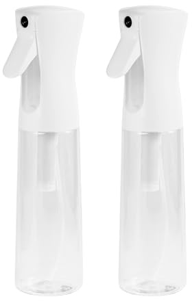 Hair Spray Misting Bottle, 300ml Refillable Fine Mist Sprayer Bottle, Ultra Fine Continuous Water Mister For Salon, Gardening, Plants & Skin Care, Transparent - 2PACK | Water mister | Face cooling & cleaning | Refillable empty bottle | Travel, home & barber use