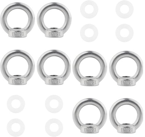 TIOMIOSEA Ringmutter M12, 304 Edelstahl Gewinde Ösenmutter 8 Stück, Ringförmige Innengewinde-Befestigungsschraube, Ringmuttern, Ringösen, Ringschrauben, zum Heben von Zubehör