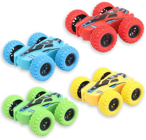 JSTHHTT 4er-Pack Spielzeugautos, Monster Trucks Spielzeug, Spielzeug Autos, Monster Truck Auto Spielzeug, Aufziehauto LKW Reibungsbetriebene Rennwagen Zurückziehen, Jahre Kinderspielzeug ab 2-4