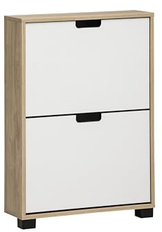 Schildmeyer Schuhschrank Schuhkipper Emmik 159443, weiß Eiche Dekor/weiß matt, 59,8 x 19,5 x 85,2 cm