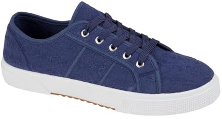 Ladies Floral Trainers Shoes Plimsoll Sneakers Lace Up Womens Canvas Pumps Sizes (Navy, UK Footwear Size System, Adult, Women, Numeric, Medium, 5)