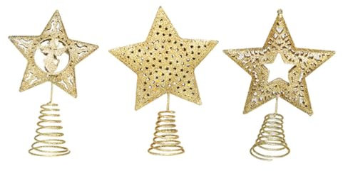 Amosfun 3pezzi Decorazione Per Cima Albero Natale Forma Stella Battuto Puntale Albero Natale Stella Decorativa Accessorio Scena Natalizia