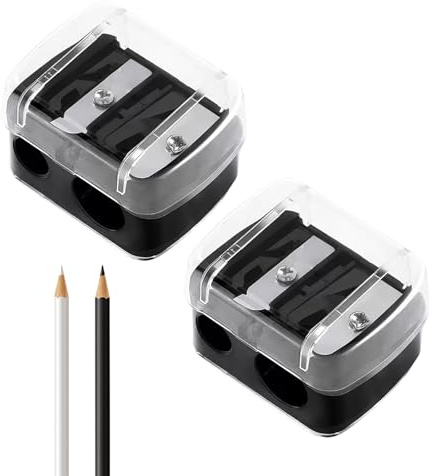 2 Stück Spitzer mit Dose, Pencil Sharpener, Kosmetikspitzer