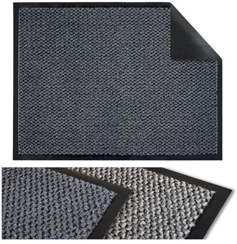 Tapis Entrée Paillasson Anti-Poussière Antidérapant- Tapis Porte Intérieur Extérieur 60X80 cm Noir