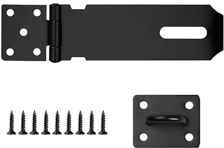 5 Inch Heavy Duty Black Hasp and Staple Lock with Padlock Hole for Shed | Stainless Steel Material, Rust & Corrosion Resistant, 2mm Thick Build, Smooth Edges, Easy Installation, Wide Application