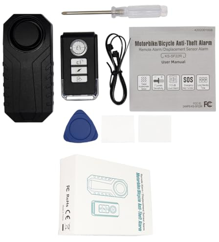 KIXZSAZ ABS Moto Alarme à Piles IP55 étanche télécommande 7 Vitesses réglable Scooter fenêtre Automobile alarmes