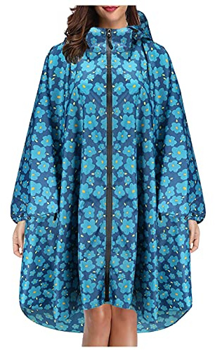 Poncho Pluie Imperméable Femme avec fermeture éclair, Cape De Pluie Leopard Respirante Avec Capuche, Vêtements Imperméables Adulte Reutilisable Idéal Pour Festival, Camping, Voyage, Taille Unique a