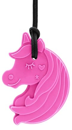 ARK Kauhalskette Einhorn – Kaukette für Kinder | BPA-freies Silikon | Zahnungshilfe & sensorische Stimulation Kauhilfe zur Selbstregulierung (pink, mittel)