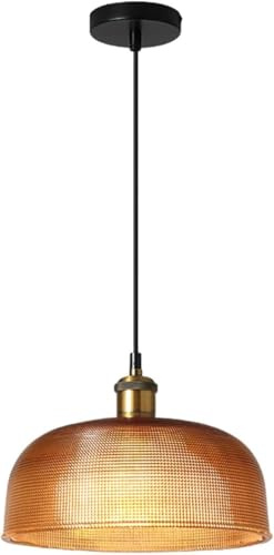 Amber Frosted Glass Dome Pendant Light Textured Minimalist Lamp with Adjustable Cord 200cm Single Head E27 Base for Bedside Entryway Hallway Dining Room
