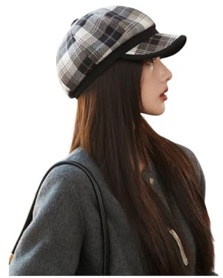 Jiujiutu ballongmössa dam lätt tunn nyhetsboy-hatt vintage huvudbonad dam uv skydd åttre målare hatt sköldmössa huvudbonad 54–59 cm, svart, 54-59