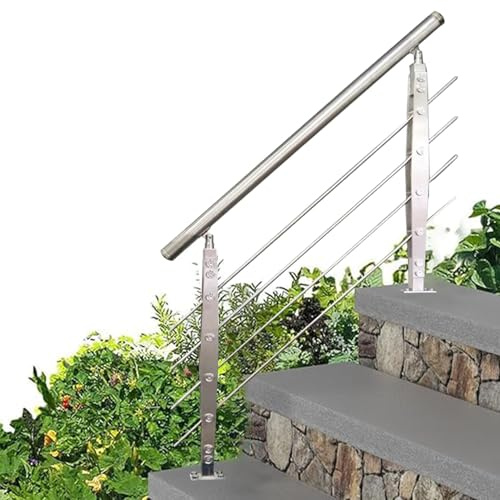 Barandillas antideslizantes de acero inoxidable 304 para exteriores. Barandillas para escaleras exteriores de hormigón. Porche. (80cm/31.5in)