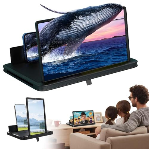 Handy Bildschirmlupe, HD Handy Lupe, 3D Bildschirm für Handy für Allen Smartphones, perfekt zum ansehen von filmen,Videos (Schwarz, 10 Zoll)