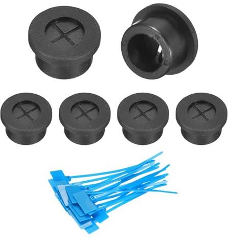 QUARKZMAN 6 Piezas De Pasacables, 5/8(16mm) Protector De Goma Para Escritorio Con Bridas Marcadas Para Protección De Cables En Hogar Y Oficina, Negro