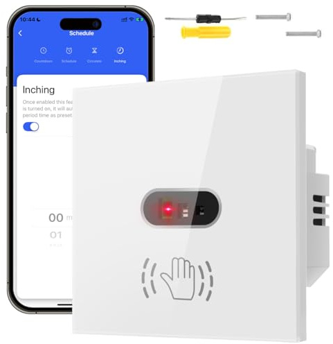 Acmerota Smart-Bewegungssensor-Lichtschalter WLAN-Bewegungssensor Handbewegungsschalter, 8 cm Sensorschalter 10 A, Sprachsteuerung (Unterstützt ohne Neutralleiter & Neutralleiter erforderlich)
