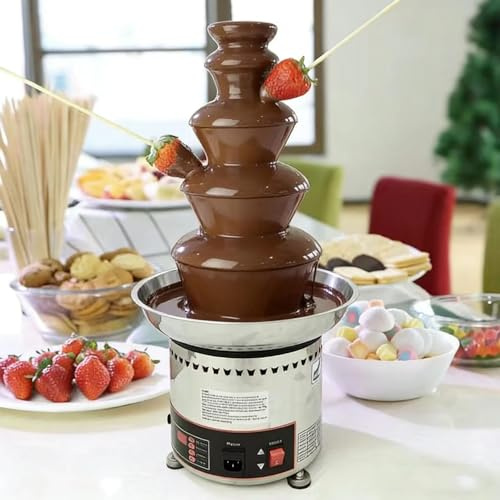 Machine à fontaine à chocolat électrique, machine à fontaine chaude en acier inoxydable, for faire fondre le chocolat chauffant, tremper les fraises, les légumes(5tiers)