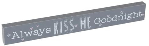 Always Kiss Me Goodnight 40 cm grau Kaminuhr Plaque Home Dekoration