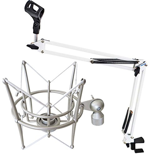 keepdrum NB35 WH Weiss Gelenkarm Mikrofonstativ + MS089SV Mikrofon Spinne passend für G-Track