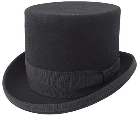 Melegari Zylinderhut aus Wollfilz (XL / 60-61, schwarz)