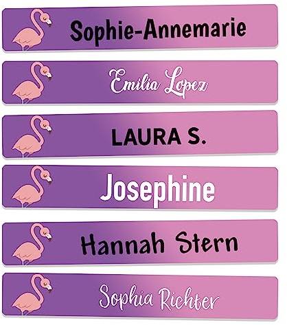 Sunnywall® Stifteaufkleber Flamingo Namensaufkleber Kinder Schule 72 Stück Aufkleber für Stifte Namensetiketten Etiketten | schmale 49x7,5mm Kita Schulanfang