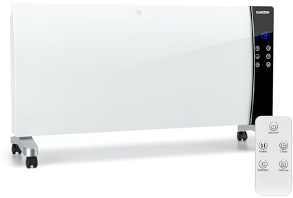 Klarstein Lindholm Stufa a convezione, Display LED, Pannello touch, Telecomando, Timer, 2 livelli: 1000 o 2000 W, Termostato 16-40 °C, Blocco bambini, Protezione surriscaldamento, bianco