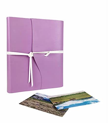 TriVin Art Album Fotografico Artigianale Made in Italy, in Similpelle pregiato bicolore, scegli il formato e quantità dei fogli, Ideale per qualsiasi evento. (Lilla/Bianco)