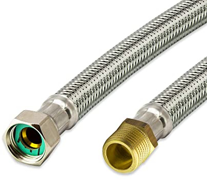 Flexschlauch Edelstahl - Panzerschlauch Anschlussschlauch für Sanitär, Heizung, WC, Solar, Hauswasserwerk - Made in Germany (1/2 AG x 1/2 ÜM - 50 cm, DN13)